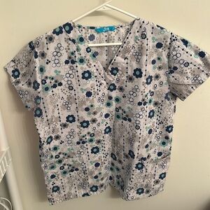 JDM Uniform Blue Floral Scrub Top